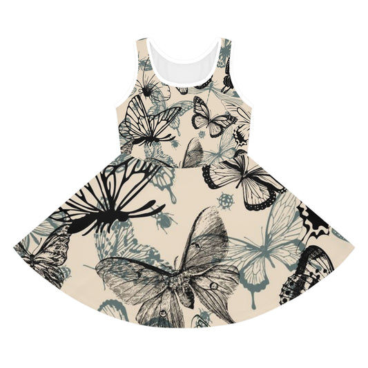 Butterfly Print Girls' Sundress, Cute Summer Dress, Spring Fashion, Floral Outfit, Birthday Gift, Everyday Wear, Playful Style