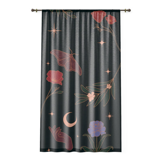 Boho Floral Sheer Window Curtain, Ethereal Room Decor, Light Filtering Curtains, Dreamy Home Accent, Elegant Window Treatment