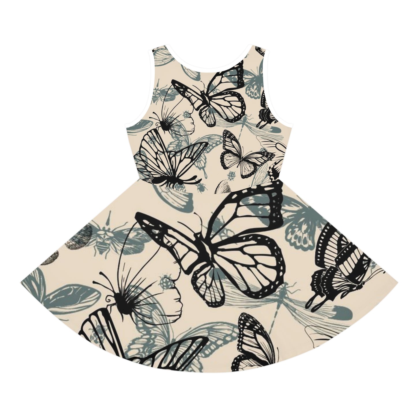 Butterfly Print Girls' Sundress, Cute Summer Dress, Spring Fashion, Floral Outfit, Birthday Gift, Everyday Wear, Playful Style