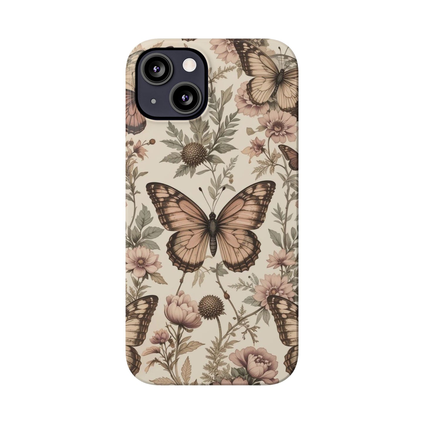 Butterfly Floral Slim Phone Case - Stylish Protection for Your Phone, Gift for Nature Lovers, Spring Decor