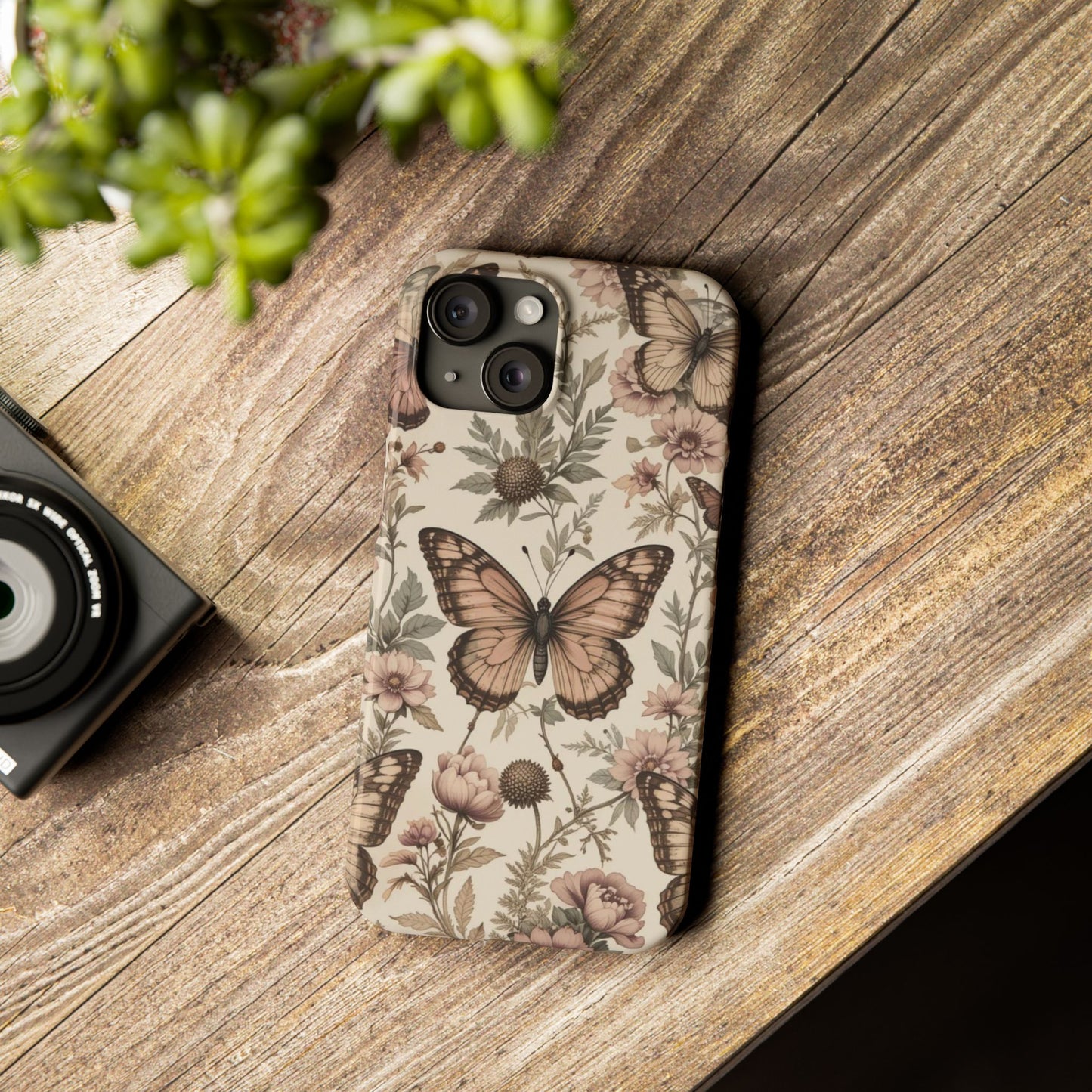 Butterfly Floral Slim Phone Case - Stylish Protection for Your Phone, Gift for Nature Lovers, Spring Decor