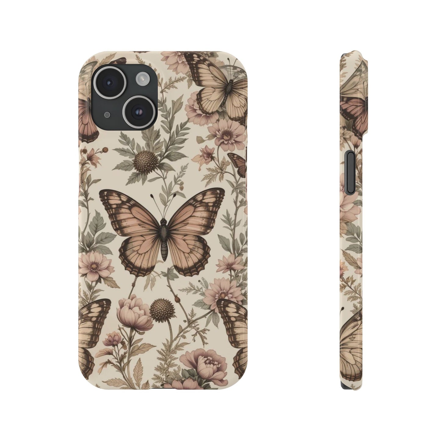 Butterfly Floral Slim Phone Case - Stylish Protection for Your Phone, Gift for Nature Lovers, Spring Decor