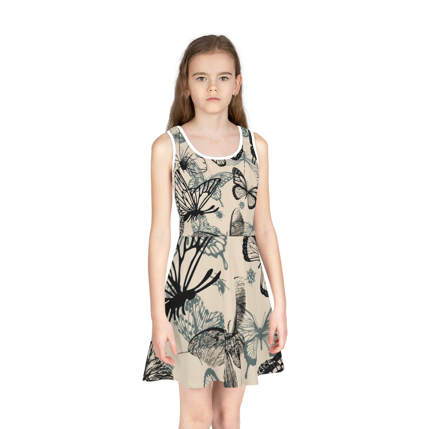 Butterfly Print Girls' Sundress, Cute Summer Dress, Spring Fashion, Floral Outfit, Birthday Gift, Everyday Wear, Playful Style