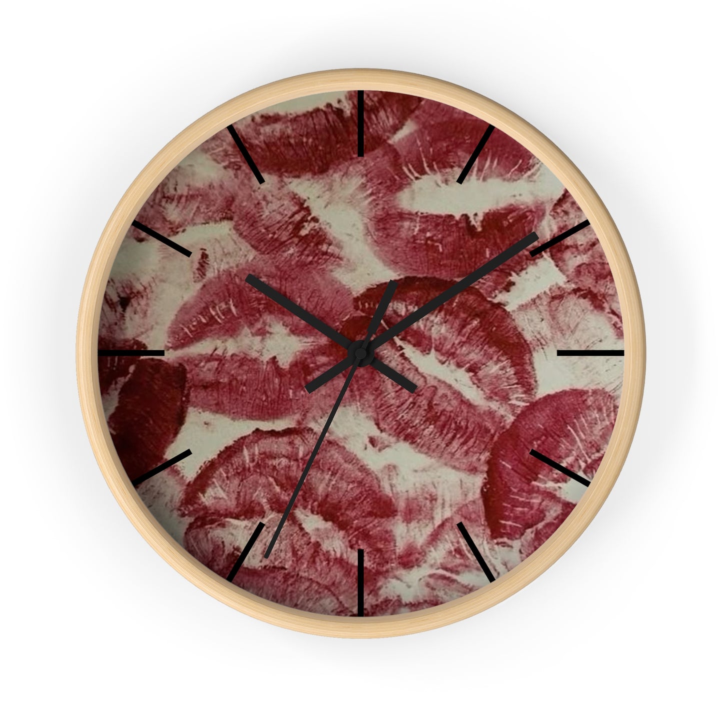 Romantic Kiss Print Wall Clock, Cute Home Decor, Gift for Her, Love Theme Clock, Bedroom Wall Art, Anniversary Decor