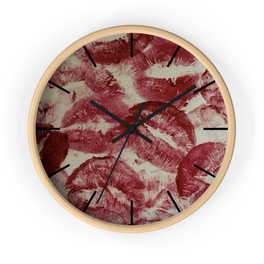 Romantic Kiss Print Wall Clock, Cute Home Decor, Gift for Her, Love Theme Clock, Bedroom Wall Art, Anniversary Decor