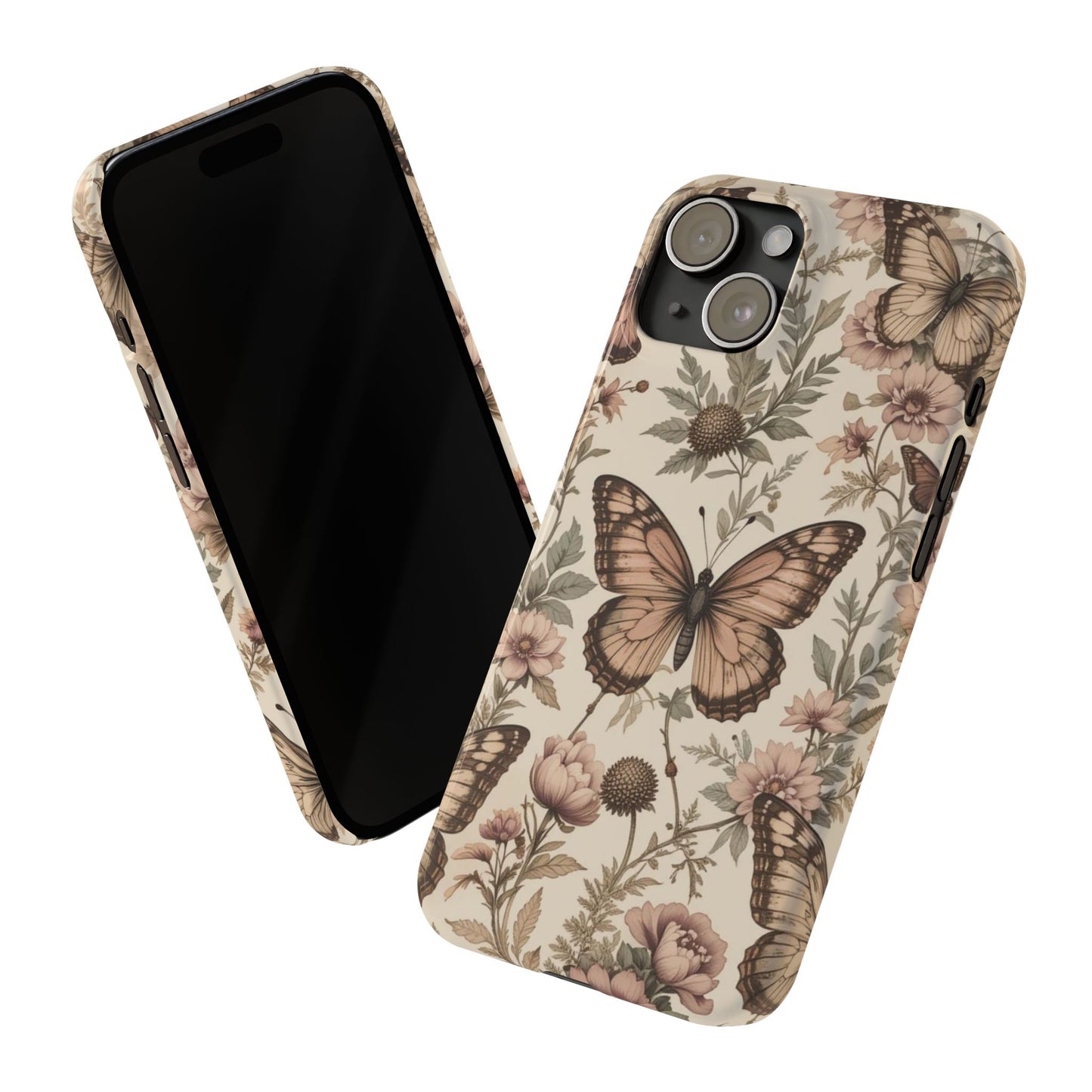 Butterfly Floral Slim Phone Case - Stylish Protection for Your Phone, Gift for Nature Lovers, Spring Decor