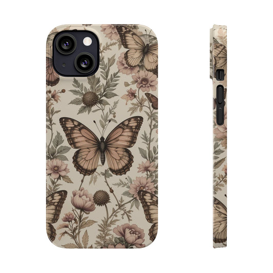 Butterfly Floral Slim Phone Case - Stylish Protection for Your Phone, Gift for Nature Lovers, Spring Decor
