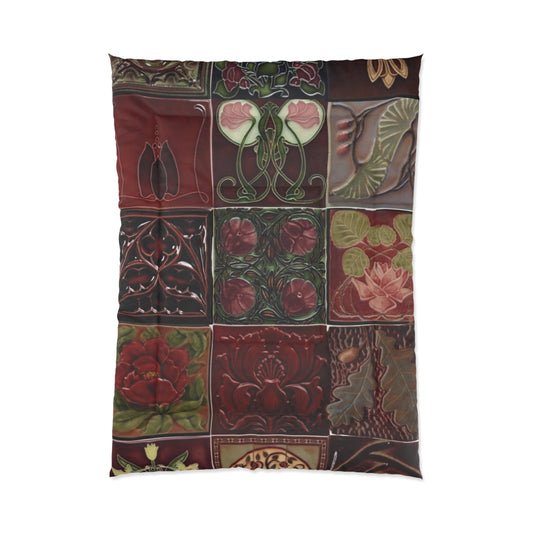 Vintage Floral Comforter, Cozy Home Bedding, Boho Bedroom Decor, Artistic Quilt Cover, Gift for Home Warmth