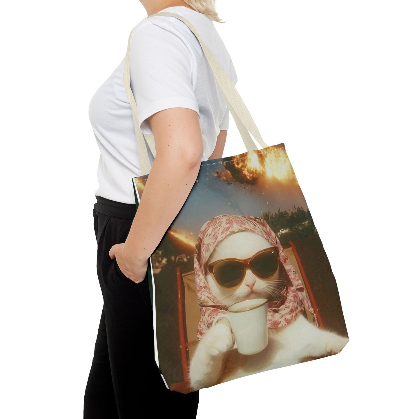 Cool Cat Tote Bag - Fun Cat Design, Beach Bag, Grocery Tote, Funny Gift, Pet Lover Bag