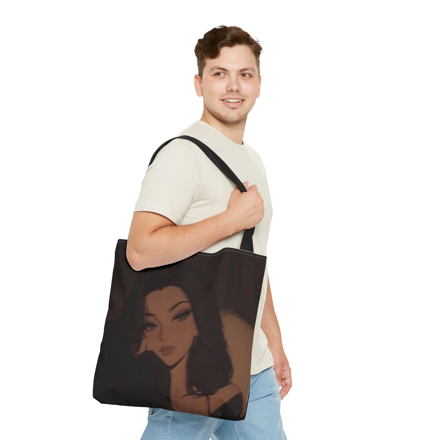 Stylish AOP Tote Bag, Chic Canvas Handbag, Fashionable Reusable Shopper, Trendy Everyday Carryall, Gift for Her, Art Tote