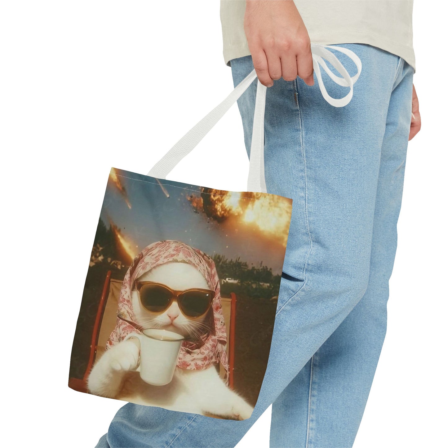 Cool Cat Tote Bag - Fun Cat Design, Beach Bag, Grocery Tote, Funny Gift, Pet Lover Bag