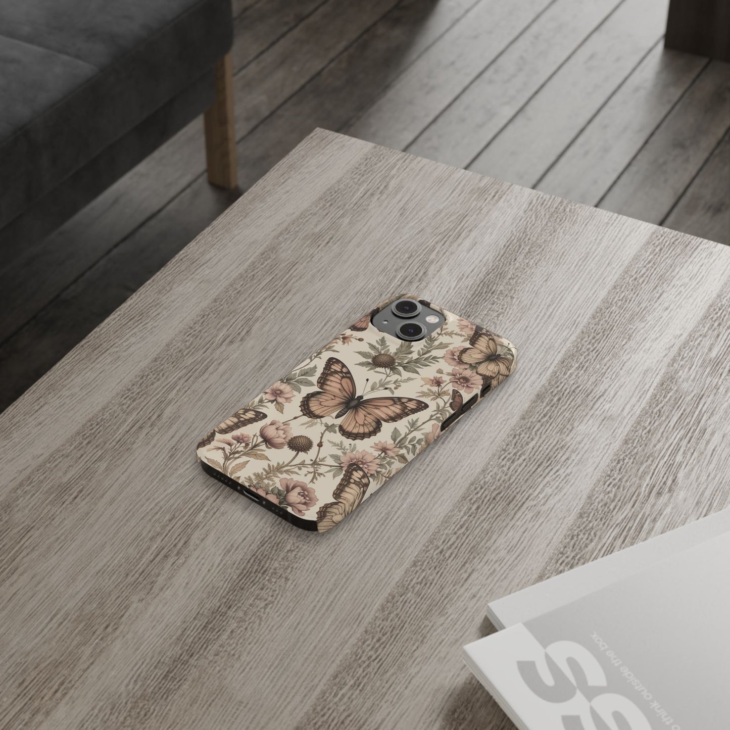 Butterfly Floral Slim Phone Case - Stylish Protection for Your Phone, Gift for Nature Lovers, Spring Decor