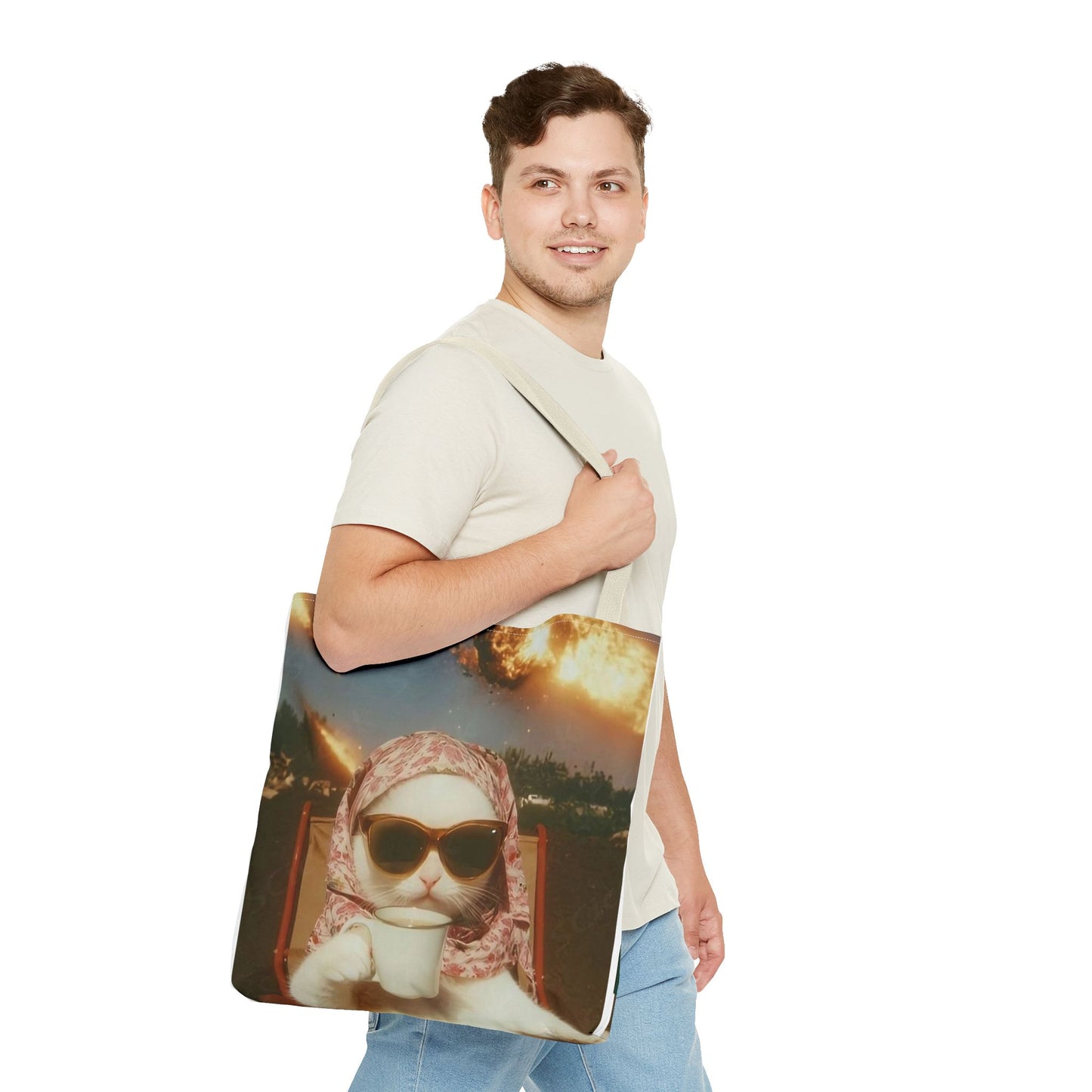Cool Cat Tote Bag - Fun Cat Design, Beach Bag, Grocery Tote, Funny Gift, Pet Lover Bag