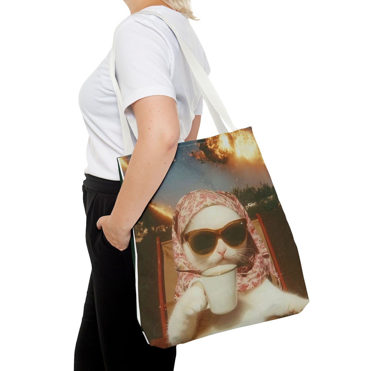 Cool Cat Tote Bag - Fun Cat Design, Beach Bag, Grocery Tote, Funny Gift, Pet Lover Bag