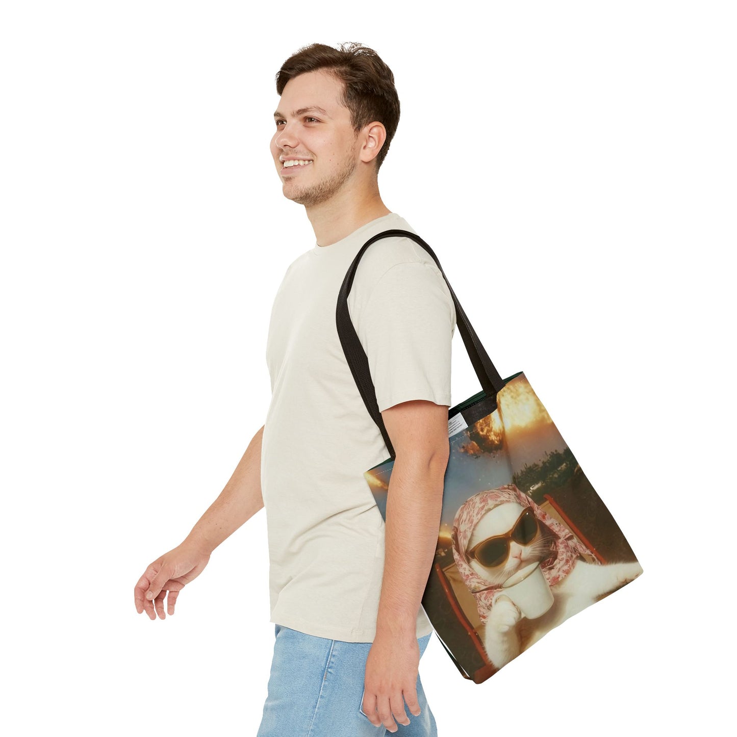 Cool Cat Tote Bag - Fun Cat Design, Beach Bag, Grocery Tote, Funny Gift, Pet Lover Bag