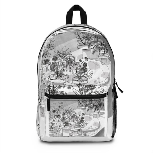 Botanical Design Backpack, Floral School Bag, Trendy Laptop Carrier, Durable Travel Backpack, Nature-Inspired Fashion